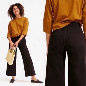 Everlane Pant Women 8 The Wide Leg Crop Black High Rise Stretch Ankle Jean